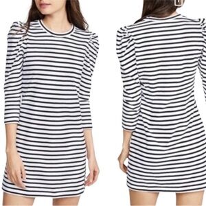 A.L.C. Black and White Striped Long Sleeve Dress